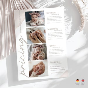 Price List Template for Photographers Photoshop PSD