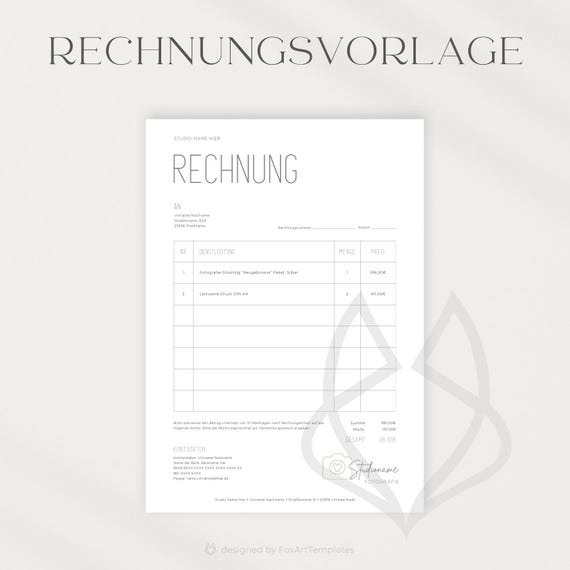 Photography Invoice Template: Canva Editable A4 (Digital Download)