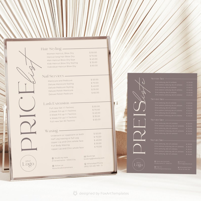 Minimalist Small Business Price List Template, Pricing Sheet Canva ...