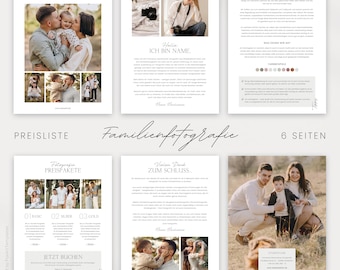 Bearbeitbare Fotografie Flyer Vorlage, Broschüre für Familienfotografie, Canva Template Fotostudio