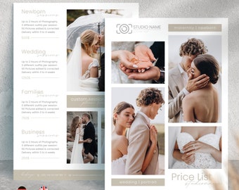Price List Template for Photographers Photography Pricing Guide