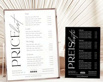 Minimalist Price List Template for your Small Business