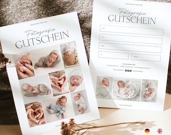 Photography Gift Card Template, Printable Photoshoot Voucher