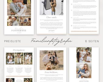 Flyer für Familienfotografie, Template Fotostudio Fotografie, Vorlage Canva