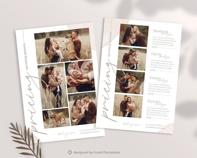 Photography Price List Template Etsy