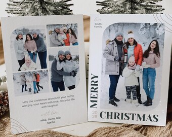 Holiday Card with Multiple Photos, Editable Christmas Card Template