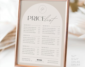 Editable Price List Template