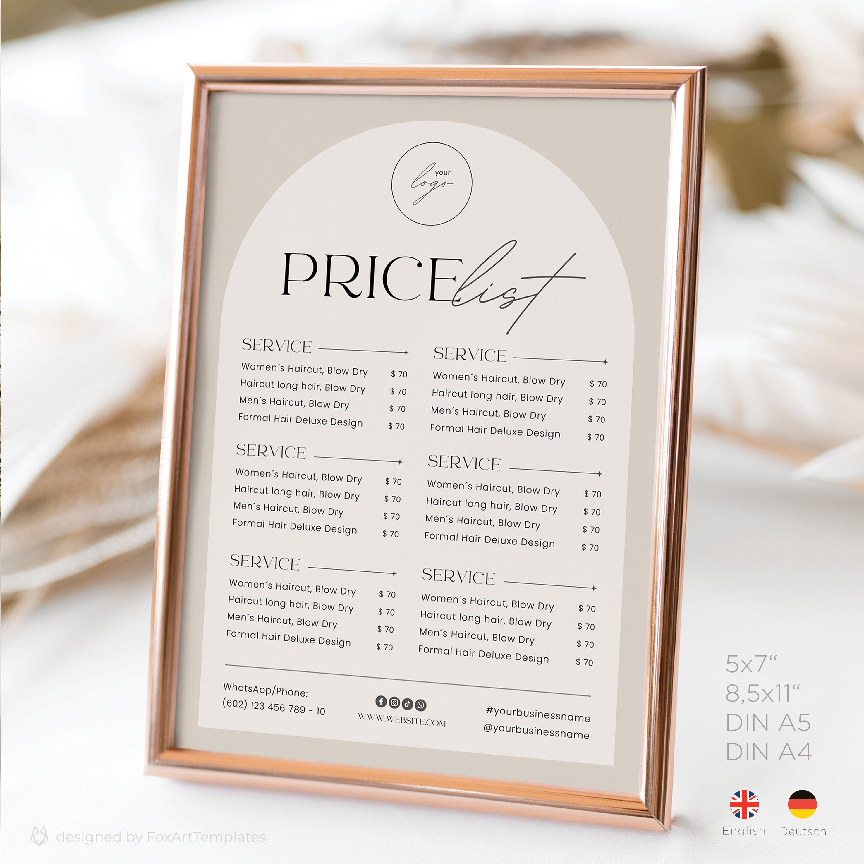 Beauty Salon Price Blow Dry Bar Price List Price List Display UK
