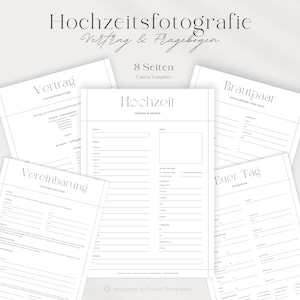 Vertrag für Hochzeitsfotografie • Mustervertrag und Fragebogen für Hochzeitsfotografen