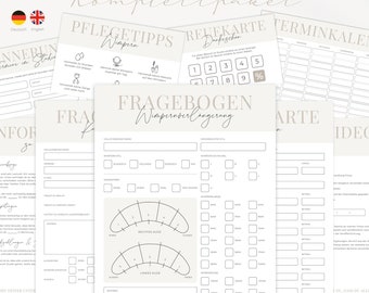 Komplettpaket Wimpernverlängerung, Formulare und Werbematerial Wimpernstylistin Kosmetikstudio, Canva Vorlagen