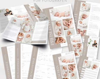 Fotografie Marketing Set mit Broschüre, Preisliste, Visitenkarte, Buchungsanfragen,.. für Fotografen