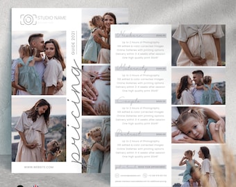 Photography Pricing Guide Template • Double Sided Price List (PSD)