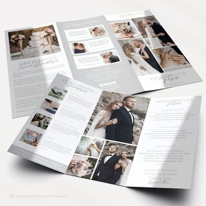 Flyer Vorlage für Hochzeitsfotograf • editierbare Broschüre für Hochzeitsfotografie zdjęcie 3