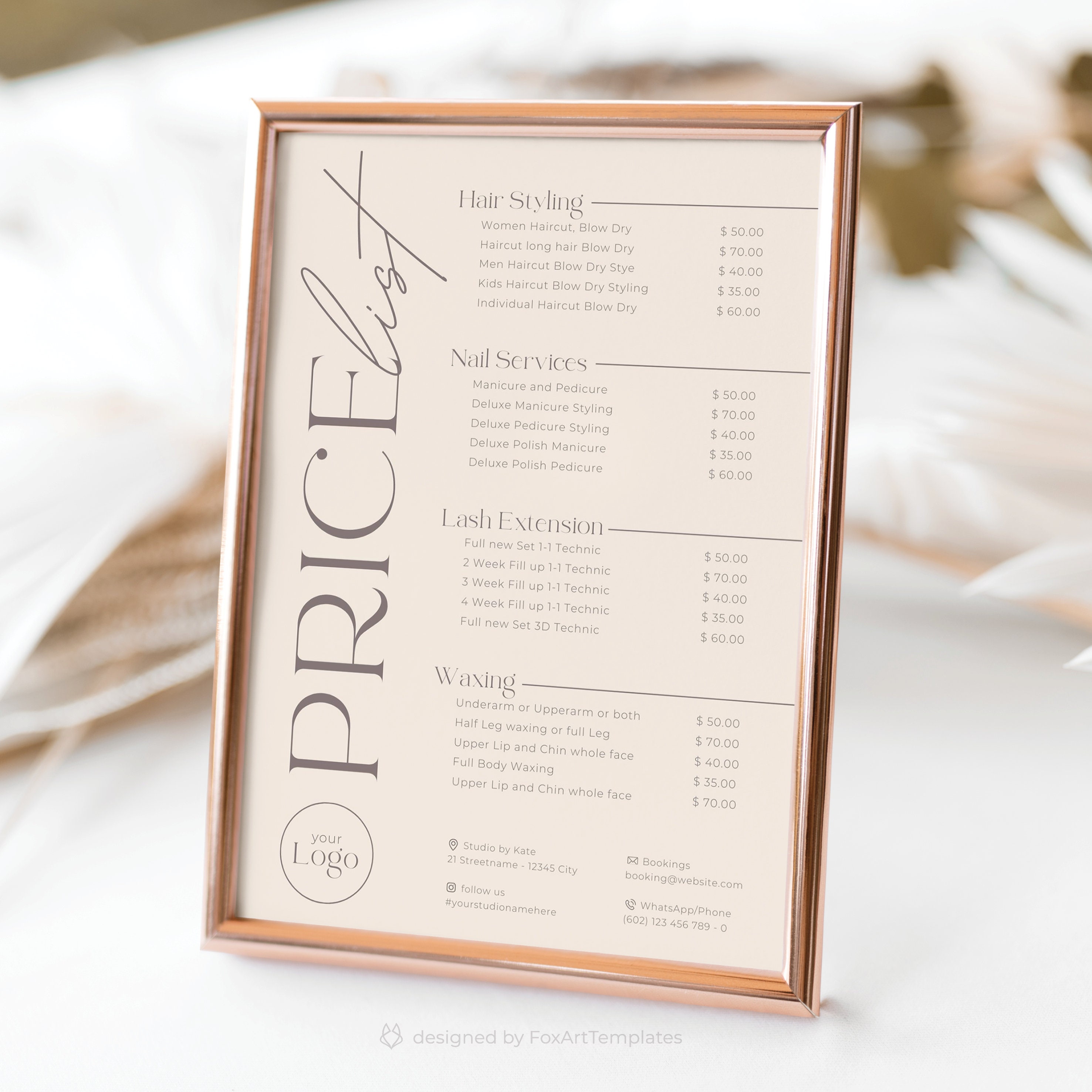 Minimalist Small Business Price List Template, Pricing Sheet Canva ...