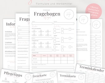 Nagelstudio Kundenfragebogen, Formulare und Werbemittel, wie Nagel Pflegekarte