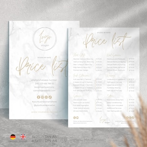 Editable Price List Template Double Sided