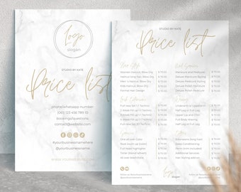 Editable Price List Template Double Sided
