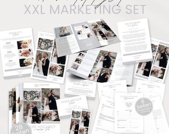 Hochzeitsfotograf Marketing Set mit Broschüre, Flyer, Visitenkarte, Magazin, Preisliste, Vertragsvorlage,.. Hochzeitsfotografie