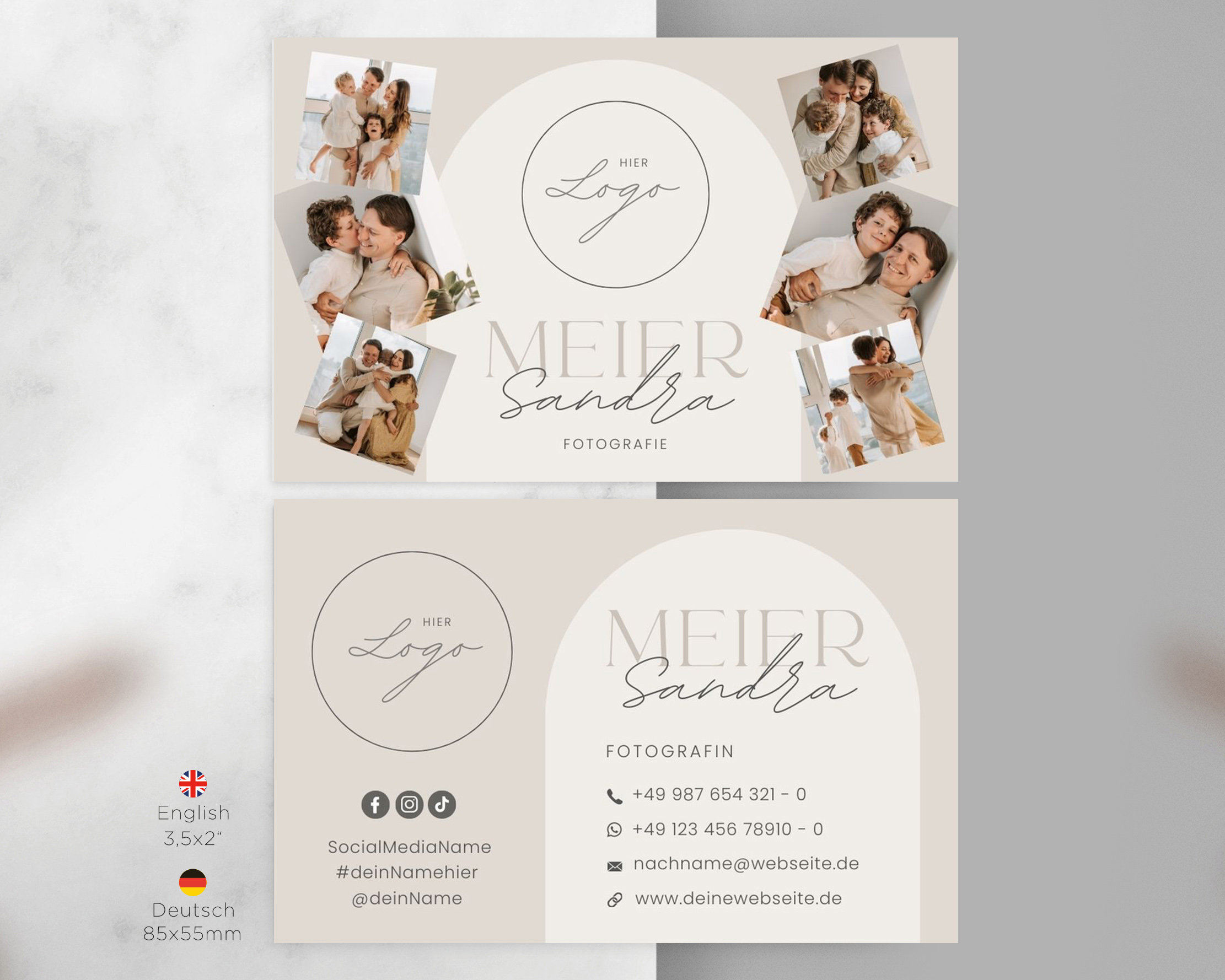Photography Business Card Template for Photographers, Canva Template
