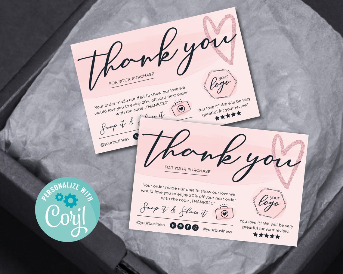 Business Thank You Package Insert Glitter Packaging Insert Etsy
