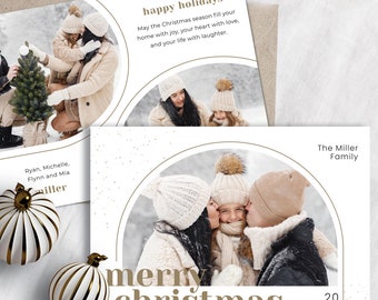Modern Photo Christmas Card with Arch Photo Photoshop Template