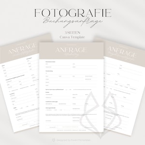 Buchungsanfrage Vorlage für Fotografen • Anfrage für Fotoshooting Fotografie