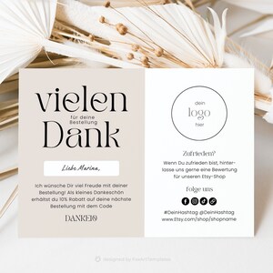 Danke für Deine Bestellung Karte für Kunden als Paketbeilage