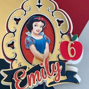 Snow White Princess Cake Topper: 3D Glitter Party Decoration