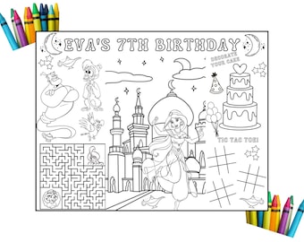 Hoja de actividades personalizada de la Princesa Jazmín: Juegos para fiestas de cumpleaños (Descarga digital)