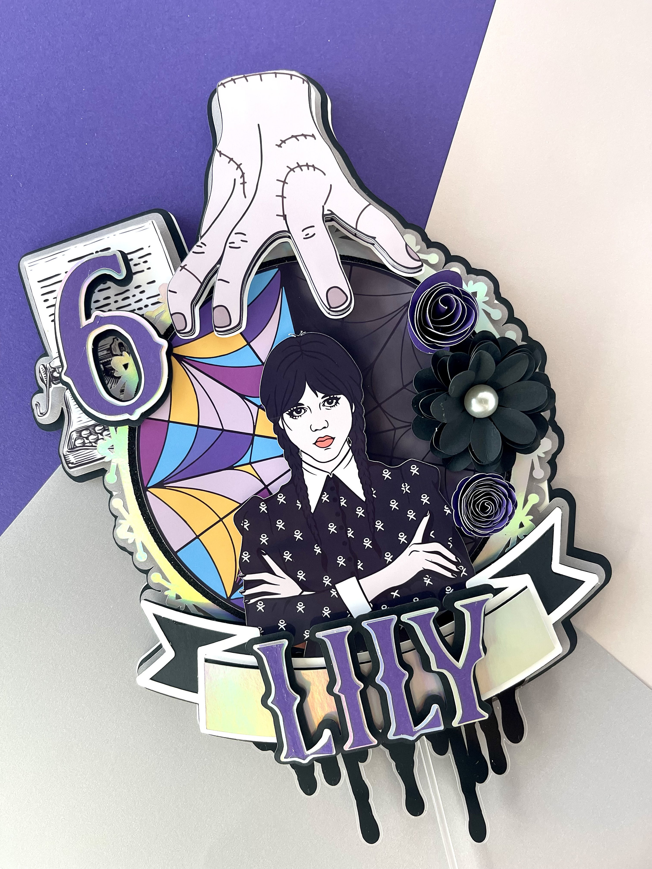 Wednesday Addams Cake Topper Merlina Addams Cake Topper Wednesday Party Decorations Addams Family Party Decor Wednesday