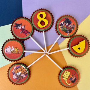 Dragon Ball Z Cupcake Toppers: Personalized Glitter Decorations