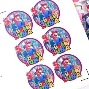 Personalized Mario Bros Birthday Stickers: Custom Party Favors