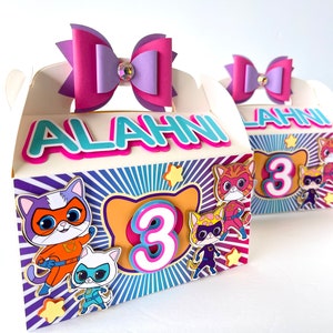 Super Kitty Party Favor Boxes: Superhero Cat Treat Boxes