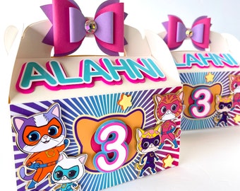 Super Kitty Party Favor Boxes: Superhero Cat Treat Boxes