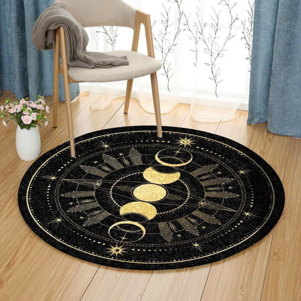 Sun And Moon Round Rug Funny Round Rug Custom Rug Polyester Etsy