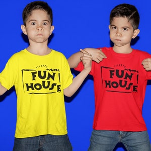 FUN HOUSE TShirt - Kids Boys Girls Costume, Personalised Fancy Dress TV Games T-shirt 80s 90