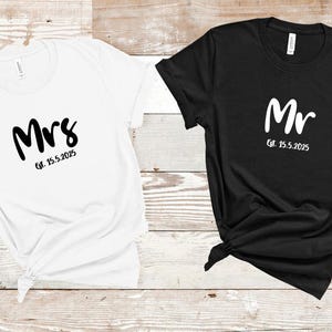 Personalized Mr and Mrs, Custom Wifey and Hubby Shirt, Bride and Groom Est, Wife And Husband Shirts, Just Married Tshirt, Honeymoon T-shirt