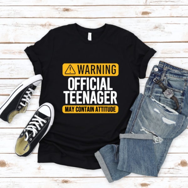 Warning Official Teen TShirt Teenager Boys, Girls Unisex Top - Funny Tee for Teenage Boy Girl Gift for 13 Year Old 13th Birthday 13yrs Party