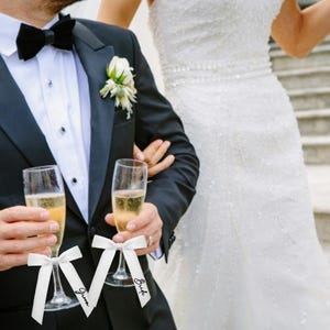 Gepersonaliseerde satijnen lint, couvert naam, instelling bruiloft naam, naam instelling, namen vrijgezellenfeest, kleurenkeuze - lint en naam