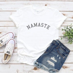 Namaste T-Shirt, Yoga Top, Namaste Yoga Slogan Tee, Arch Design, cotton, gift for friend
