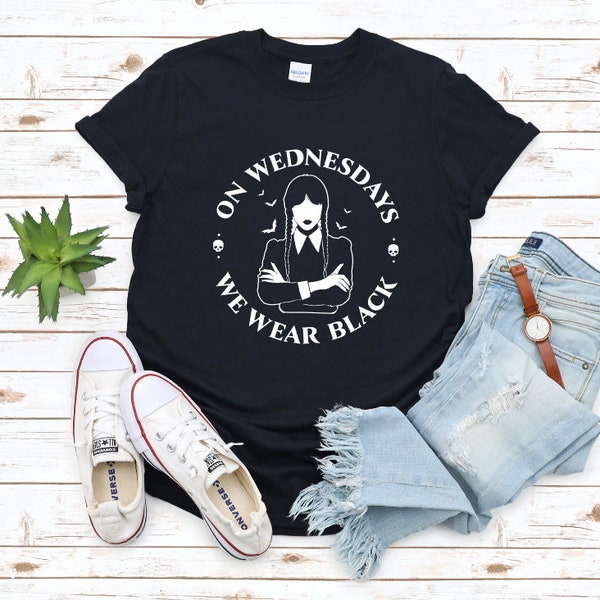 On Wednesdays We Wear Black t-shirt, addams family shirt, wednesday addams, goth tshirt, wear black shirt