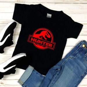 キッズ ネームアサウルス ジュラシック パーク Tシャツ - 男の子 女の子 パーソナライズ 恐竜 ギフト 誕生日 クリスマス ギフト トップ