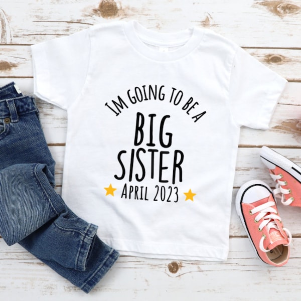 Große Schwester Tshirt | Ich werde eine große Schwester | KinderGeschenke | Geschenke für Kinder | Mädchen Kleidung | Neue Baby-Ankündigung