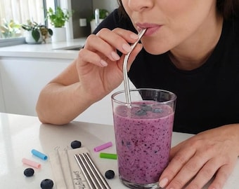 Reusable Stainless Steel Straw Set: Eco-Friendly Metal Straws with Cleaning Brush