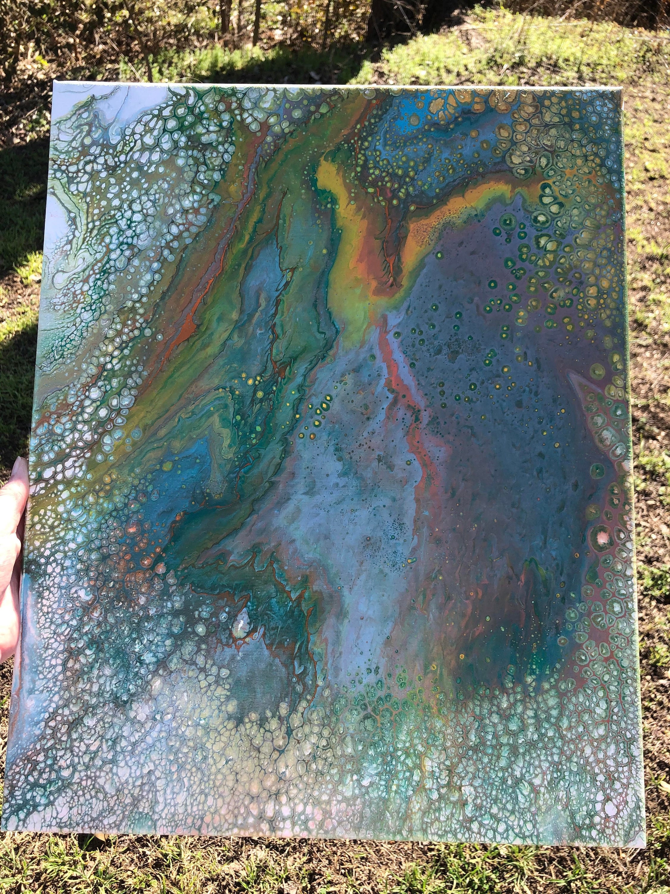 16x20 Acrylic Pour Painting Bubbles Etsy