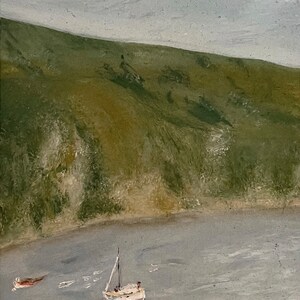 Origineel olieverfschilderij - "Rust onder de heuvel" - Origineel olieverfschilderij door Katarina Thompson ondertekend