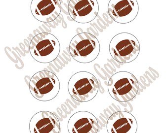 Football Digital Cupcake Cake Toppers Printable