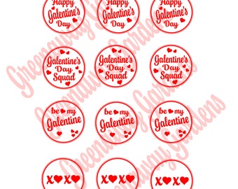 Happy Galentine's Day Valentines Day Digital Cupcake Cake Toppers