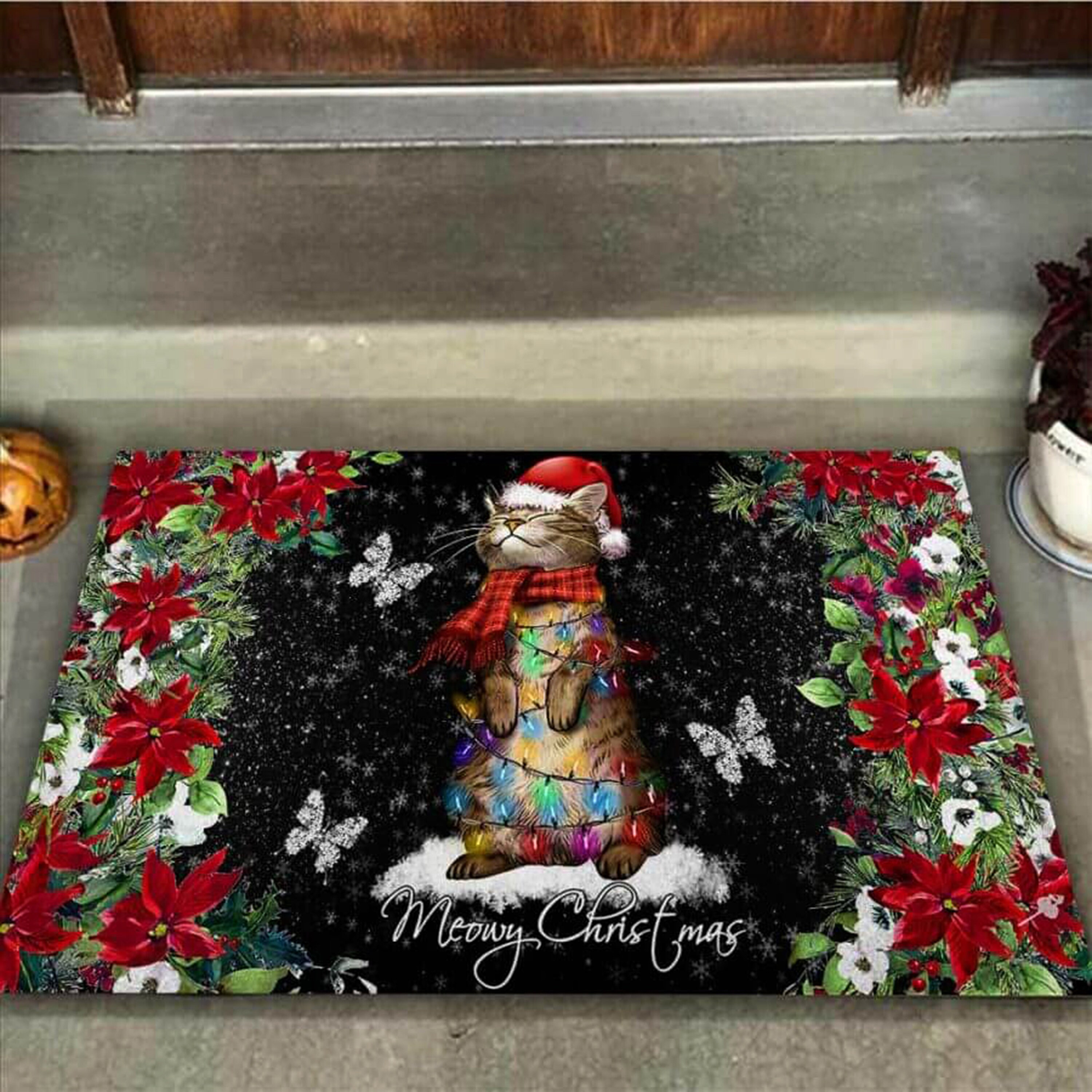 Doormat Christmas Gifts For Cat Lover Meowy Christmas Etsy