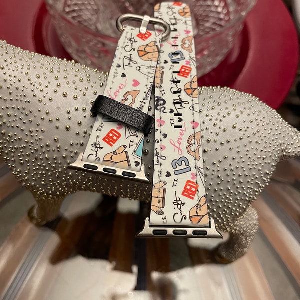 Taylor Swift Era Pattern Apple Watch Band, Swiftie gift idea, Taylor’s Version accessories, TS Strap, Faux Leather, Taylor Albums, Swifties